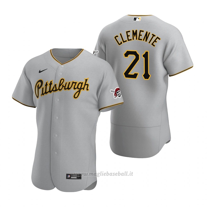 Maglia Baseball Uomo Pittsburgh Pirates Roberto Clemente Autentico Road Grigio